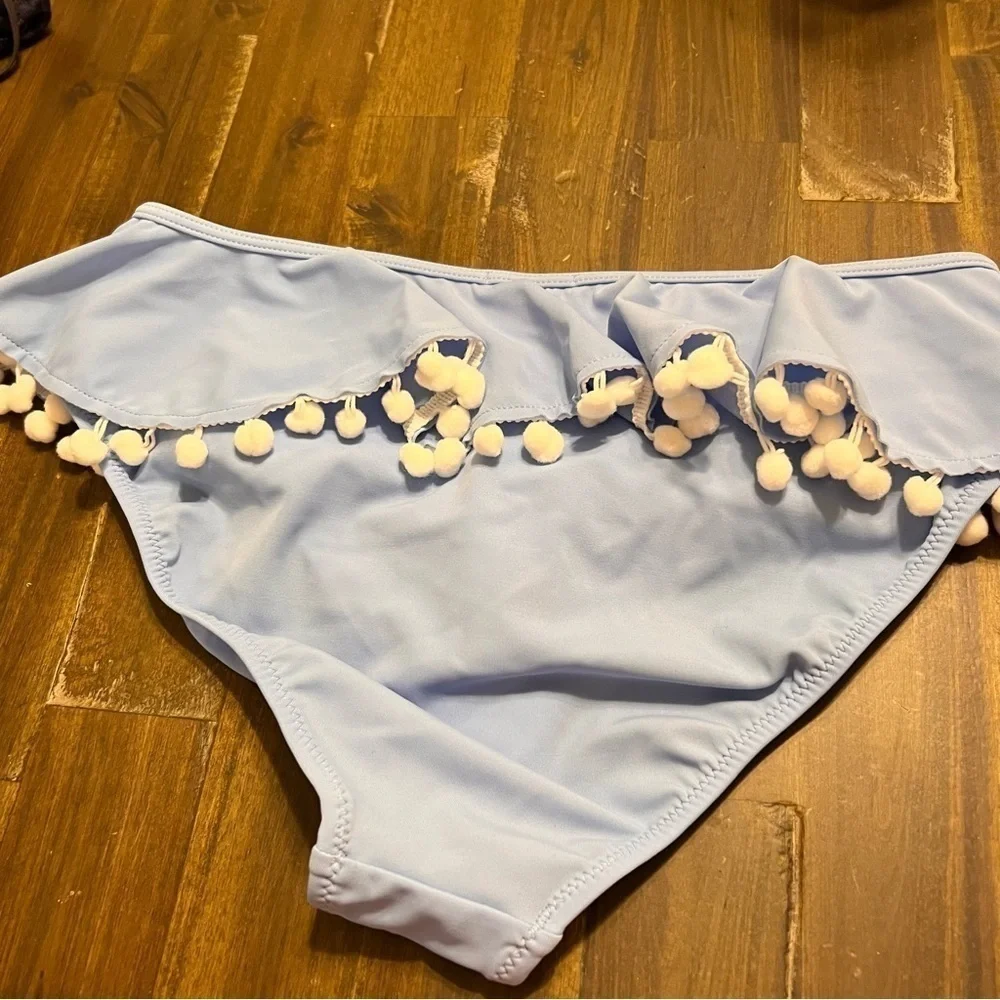 Stella Cove Blue Pom Pom Bikini Bottom White 14